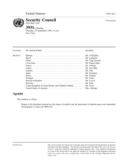 Security Council Provisional Fifty-Third Year