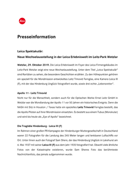 Presseinformation Neue Wechselausstellung Im Leitz-Park.Pdf