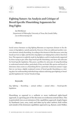 Fighting Nature: an Analysis and Critique of Breed-Specific Flourishing Arguments for Dog Fights