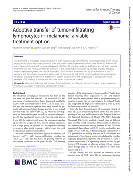 Adoptive Transfer of Tumor-Infiltrating Lymphocytes in Melanoma: a Viable Treatment Option Maartje W