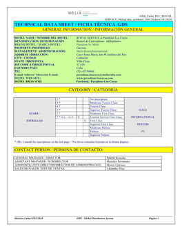 Technical Data Sheet / Ficha Técnica /Gds General Information / Información General