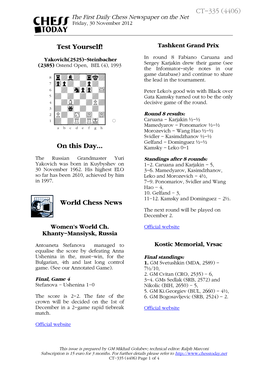 On This Day... World Chess News CT-335 (4406)