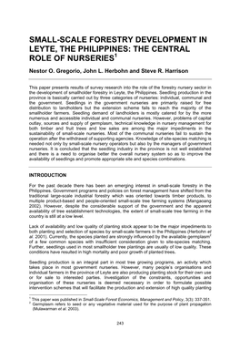 Small-Scale Forestry Development in Leyte, Philippines