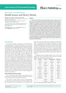 Health Issues and Heavy Metals