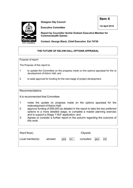 Item 4 Glasgow City Council 1St April 2010 Executive Committee