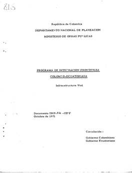 DEPARTAMENTO NACIONAL DE PLANEACION Documento DNP-816