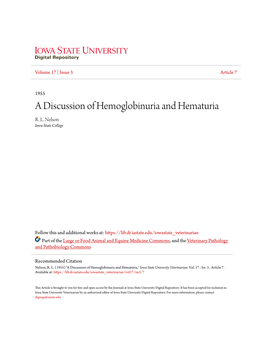 A Discussion of Hemoglobinuria and Hematuria R