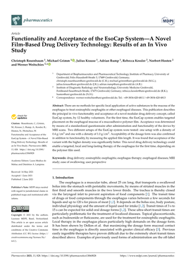 Functionality and Acceptance of the Esocap System—A Novel Film-Based Drug Delivery Technology: Results of an in Vivo Study