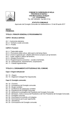 COMUNE DI CARBONARA DI NOLA PROVINCIA DI NAPOLI Città Metropolitana Di Napoli C.F.: 01353300633 Tel