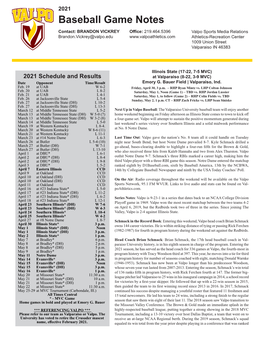 Baseball Game Notes