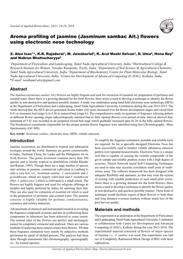 (Jasminum Sambac Ait.) Flowers Using Electronic Nose Technology