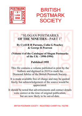 Slogan Postmarks of the Nineties, Part 1 (1990‑94)