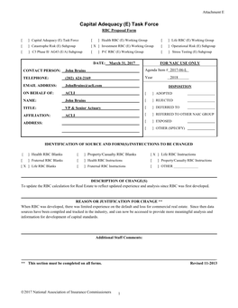 Capital Adequacy (E) Task Force RBC Proposal Form