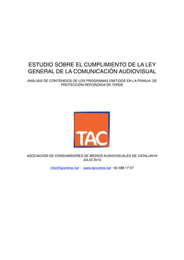 Estudio Sobre El Cumplimiento De La Ley General De La Comunicación Audiovisual