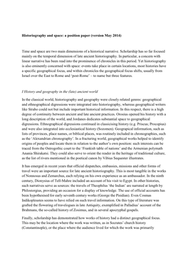 Position Paper Historiography and Space