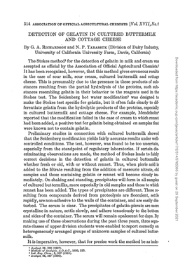 DETECTION of GELATIN in CULTURED BUTTERMILK and COTTAGE CHEESE by G