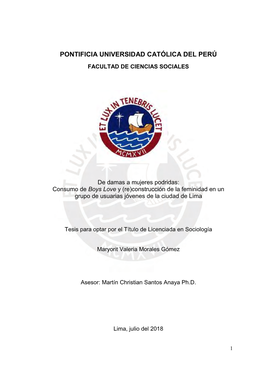 De Damas a Mujeres Podridas: Consumo De Boys Love Y (Re)Construcción De La Feminidad En Un Grupo De Usuarias Jóvenes De La Ciudad De Lima