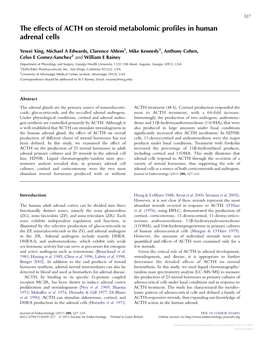 The Effects of ACTH on Steroid Metabolomic Profiles in Human