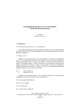 Investigating the Spread of “So” As an Intensifier: Social and Structural Factors