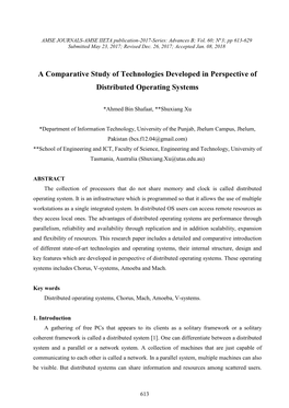 A Comparative Study of Technologies Developed in Perspective of Distributed Operating Systems