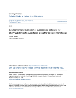 Simulating Vegetation Along the Colorado Front Range