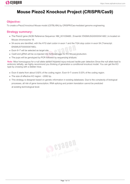 Mouse Piezo2 Knockout Project (CRISPR/Cas9)