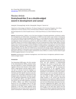 Review Article Grainyhead-Like 2 As a Double-Edged Sword in Development and Cancer