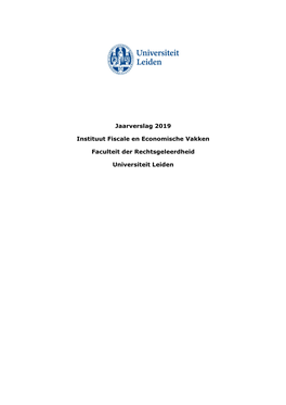 Jaarverslag 2019 Instituut Fiscale En Economische Vakken Faculteit Der