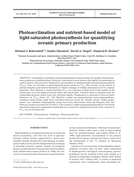 Photoacclimation and Nutrient-Based Model of Light-Saturated Photosynthesis for Quantifying Oceanic Primary Production
