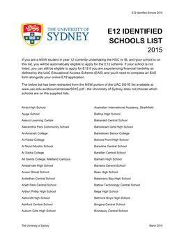 E12 Identified Schools List 2015