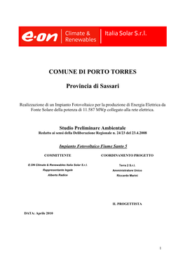 COMUNE DI PORTO TORRES Provincia Di Sassari