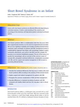 Short Bowel Syndrome in an Infant