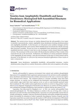 Vesicles from Amphiphilic Dumbbells and Janus Dendrimers: Bioinspired Self-Assembled Structures for Biomedical Applications