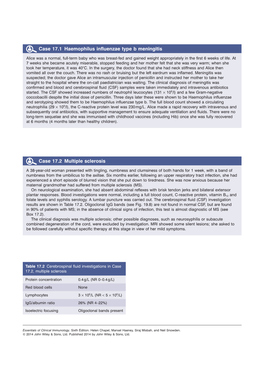 Case 17.2 Multiple Sclerosis Case 17.1 Haemophilus Influenzae Type