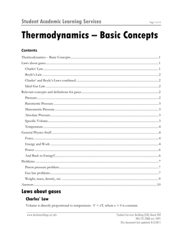 Thermodynamics – Basic Concepts