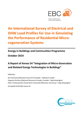 An International Survey of Electrical and DHW Load Profiles for Use in Simulating the Performance of Residential Micro- Cogeneration Systems