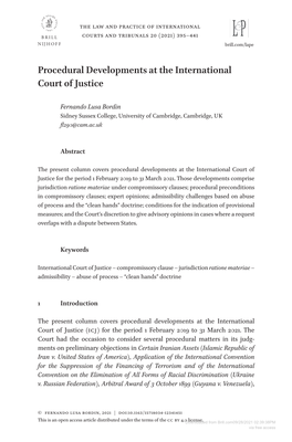 Procedural Developments at the International Court of Justice