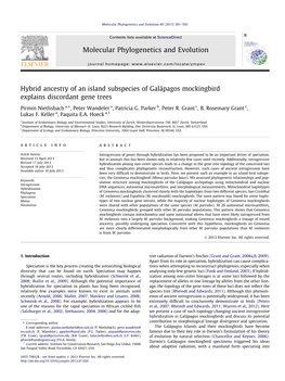 Hybrid Ancestry of an Island Subspecies of Galã¡Pagos