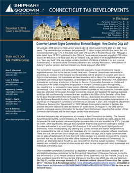 Connecticut Tax Developments