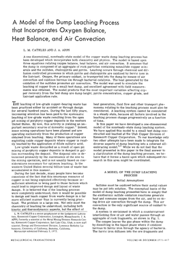 A Model of the Dump Leaching Process That Incorporates Oxygen Balance, Heat Balance, Ancl Air Convection
