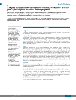 ATM Gene Alterations in Chronic Lymphocytic Leukemia Patients Induce a Distinct Gene Expression Profile and Predict Disease Progression