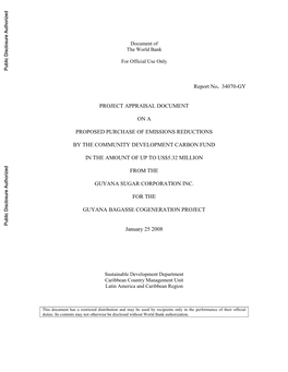 World Bank Document Entitled Guyana Investment Climate Assessment (ICA 2006)