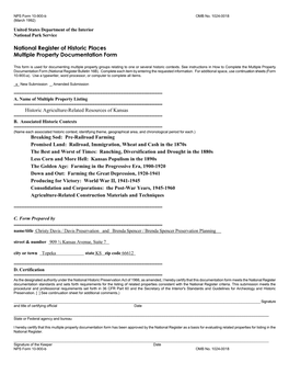 National Register of Historic Places Multiple Property Documentation Form