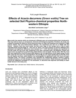 Effects of Acacia Decurrens (Green Wattle) Tree on Selected Soil Physico-Chemical Properties North- Western Ethiopia