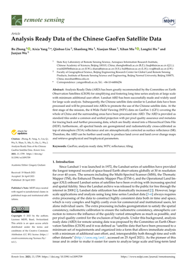 Analysis Ready Data of the Chinese Gaofen Satellite Data