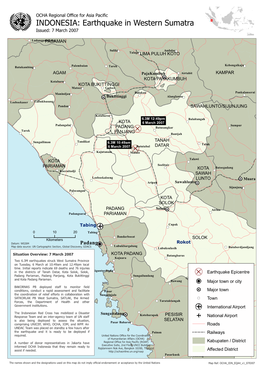 Earthquake in Western Sumatra Issued: 7 March 2007