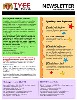 NEWSLETTER June 2021 Final Summer Issue