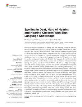 Spelling in Deaf, Hard of Hearing and Hearing Children with Sign Language Knowledge