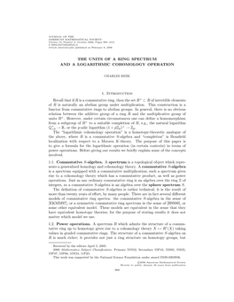 The Units of a Ring Spectrum and a Logarithmic Cohomology Operation