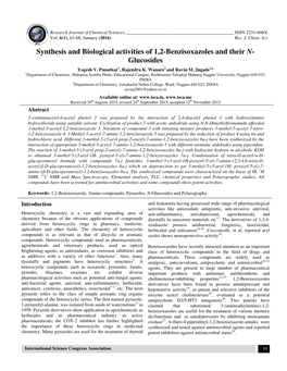 Synthesis and Biological Activities of 1,2-Benzisoxazoles and Their N- Glucosides